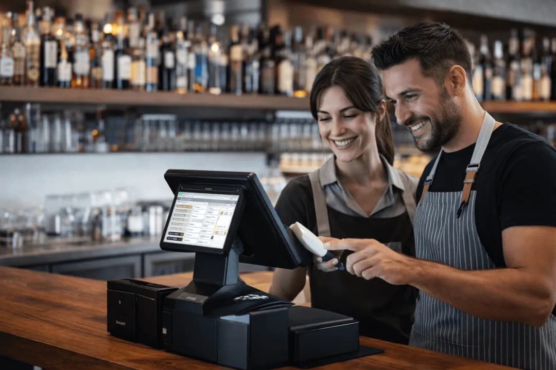 Team arbeitet an Gastro-Kasse